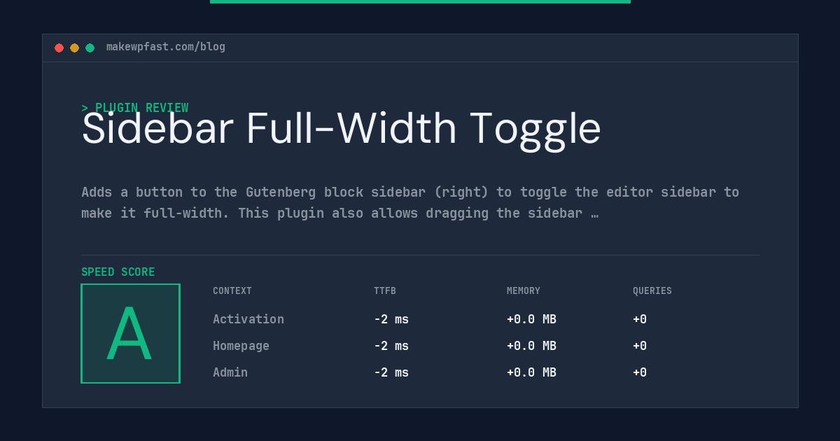 Sidebar Full-Width Toggle - MakeWPFast