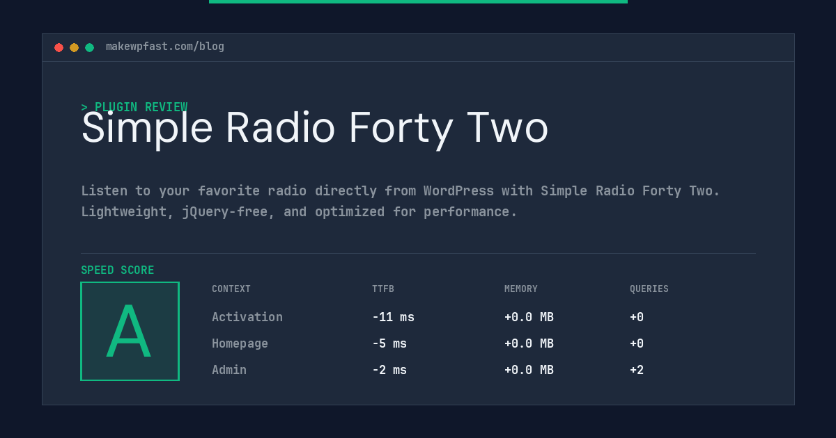 Simple Radio Forty Two - MakeWPFast