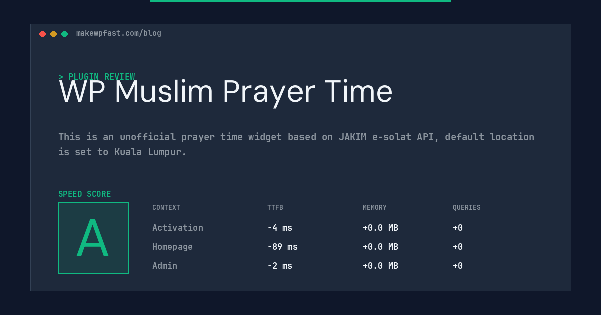 WP Muslim Prayer Time - MakeWPFast
