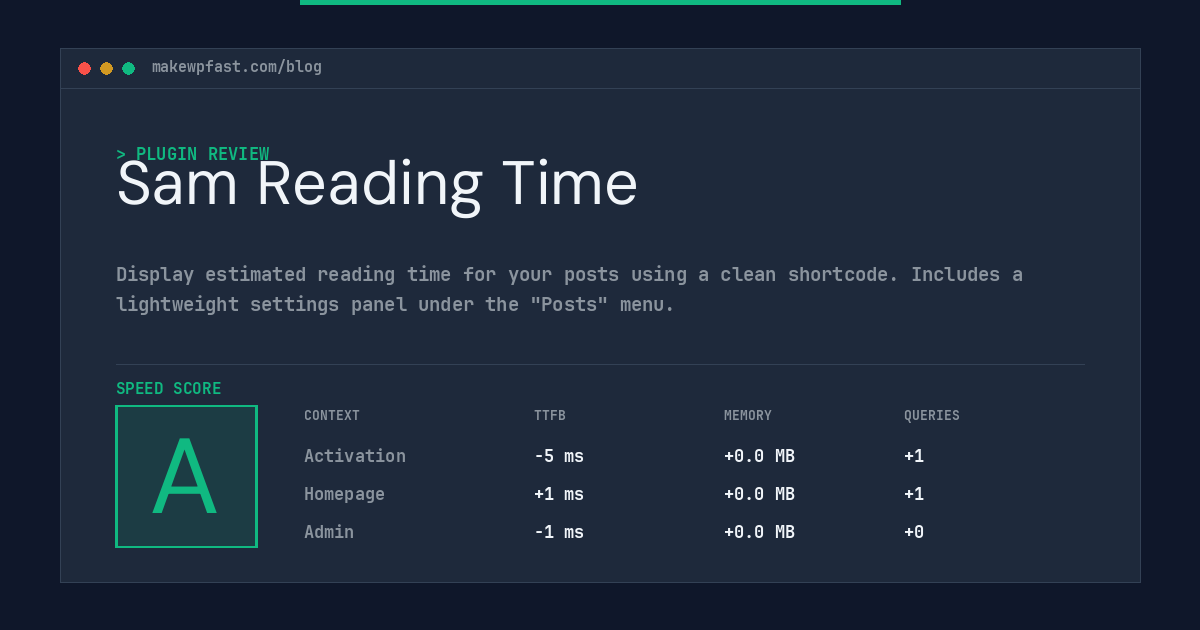 Sam Reading Time - MakeWPFast