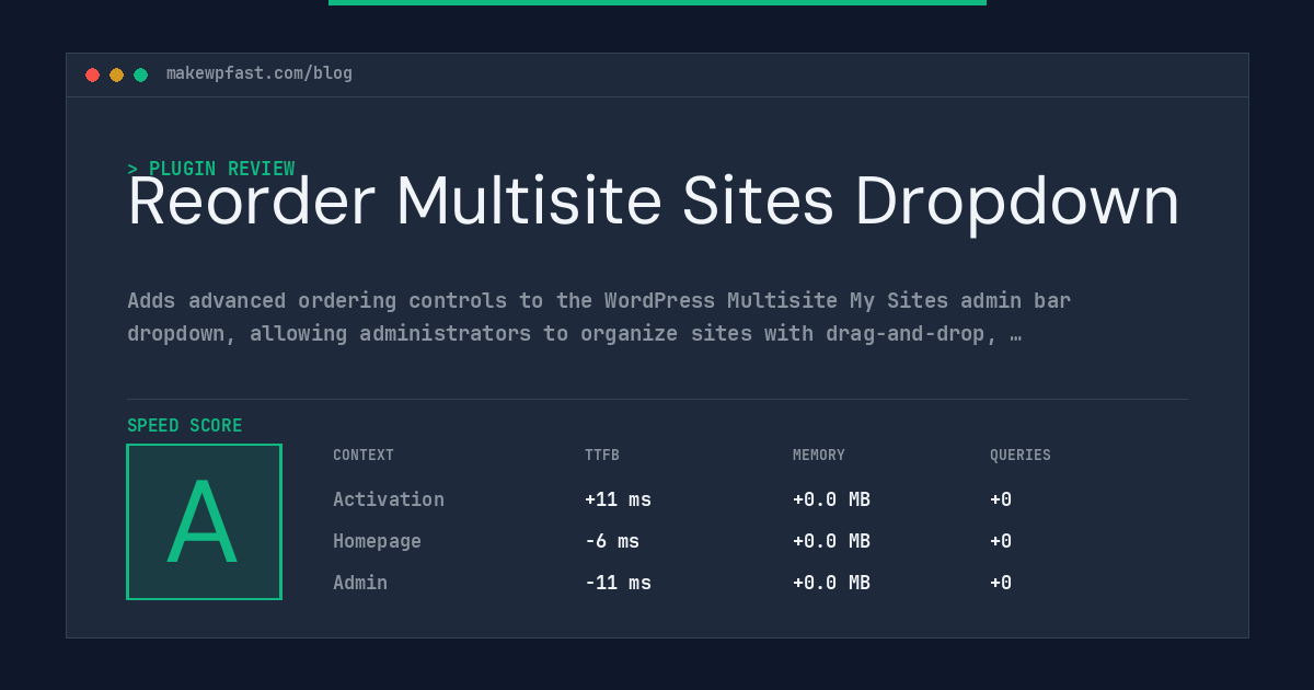 Reorder Multisite Sites Dropdown - MakeWPFast