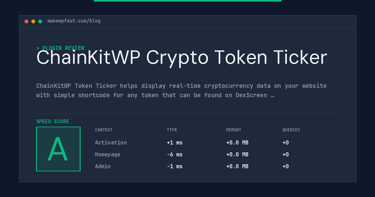 ChainKitWP Crypto Token Ticker - MakeWPFast
