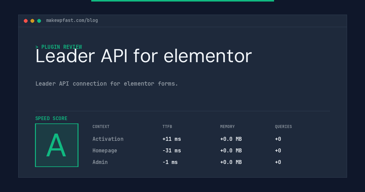 Leader API for elementor - MakeWPFast