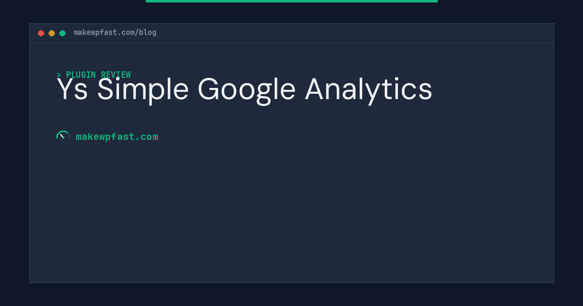 Ys Simple Google Analytics - MakeWPFast
