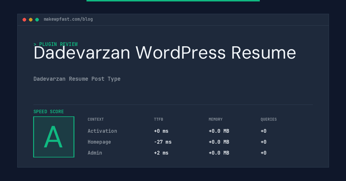 Dadevarzan WordPress Resume - MakeWPFast