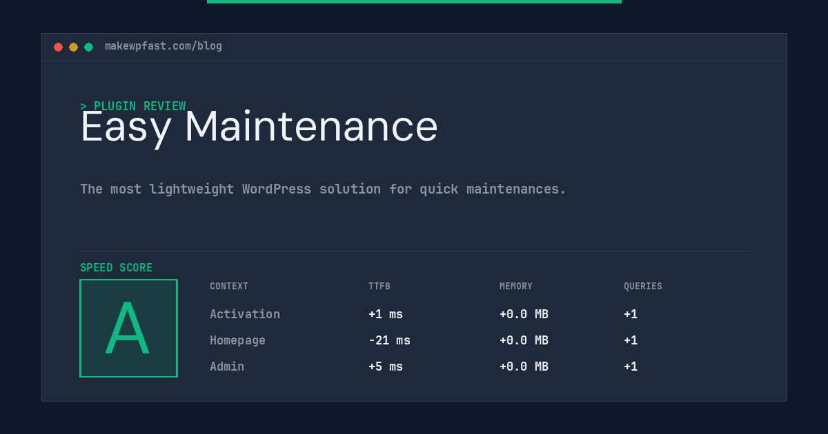 Easy Maintenance - MakeWPFast