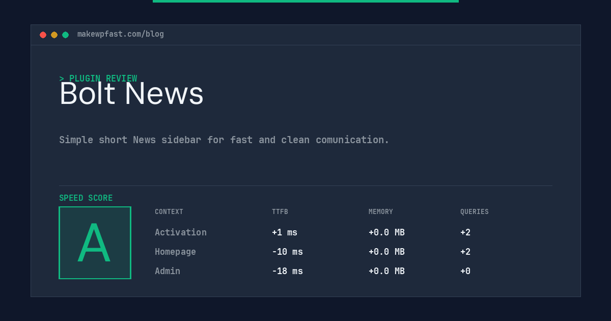 Bolt News - MakeWPFast