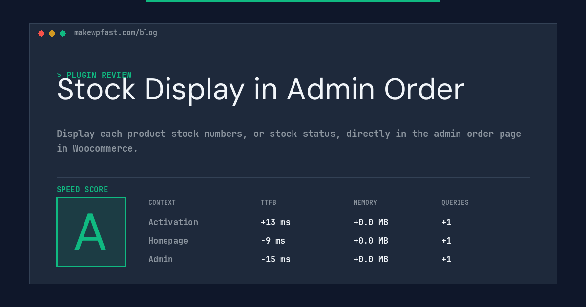 Stock Display in Admin Order - MakeWPFast