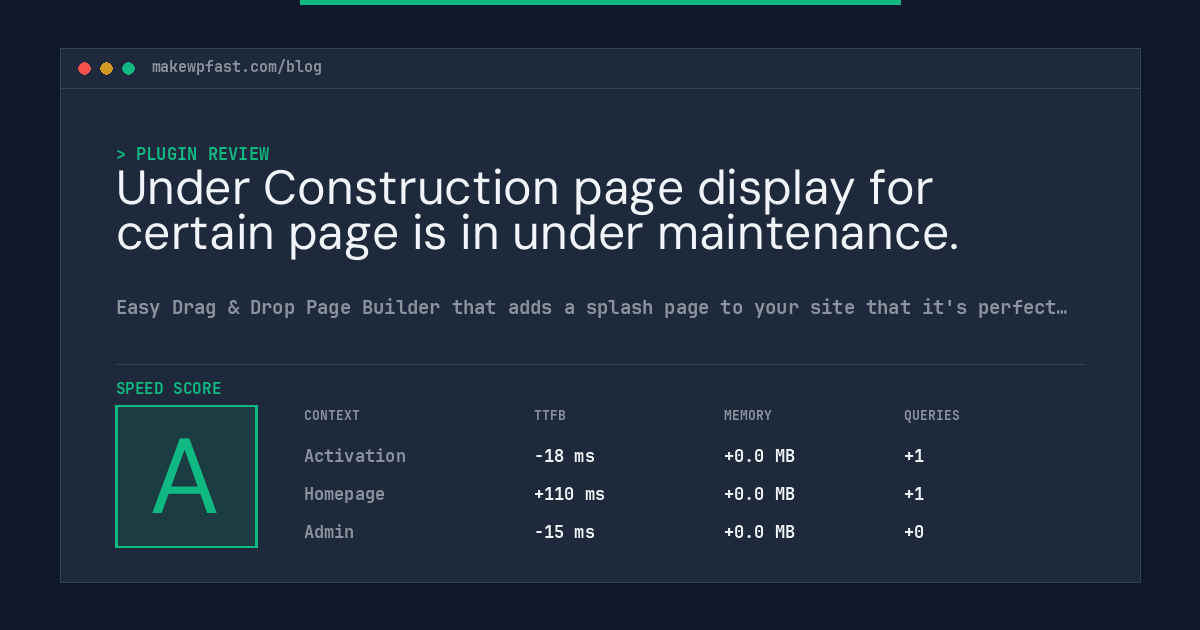 Under Construction page display for certain page is in under maintenance. - MakeWPFast