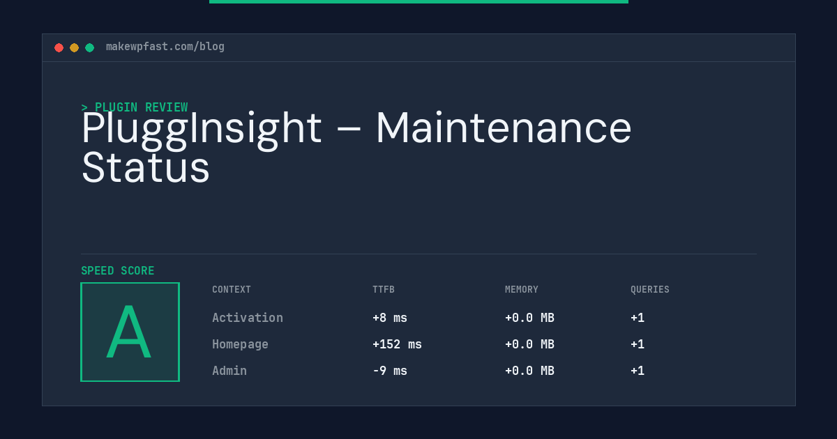 PluggInsight – Maintenance Status - MakeWPFast