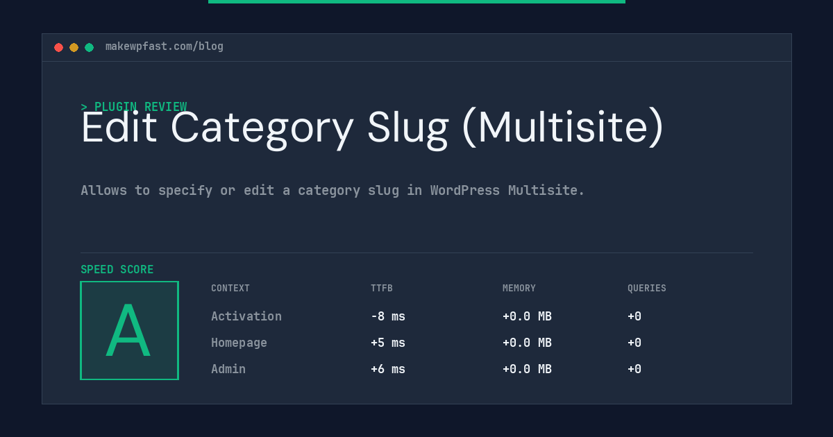 Edit Category Slug (Multisite) - MakeWPFast