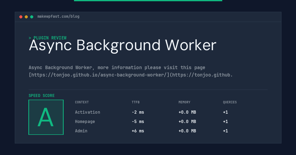 Async Background Worker - MakeWPFast