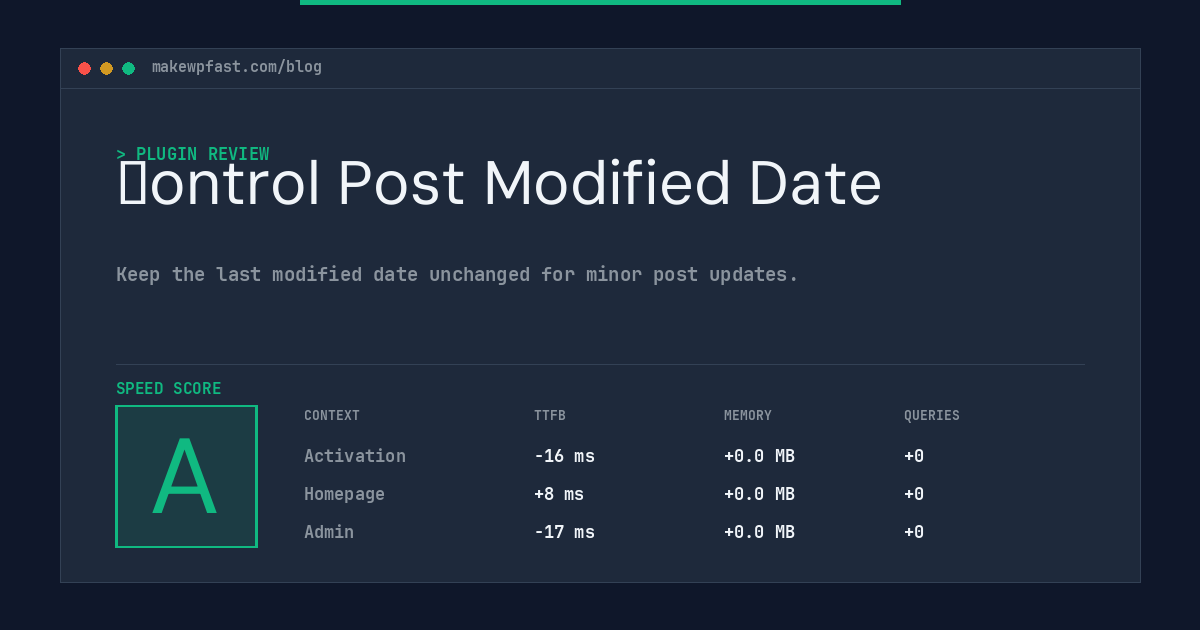 Сontrol Post Modified Date - MakeWPFast