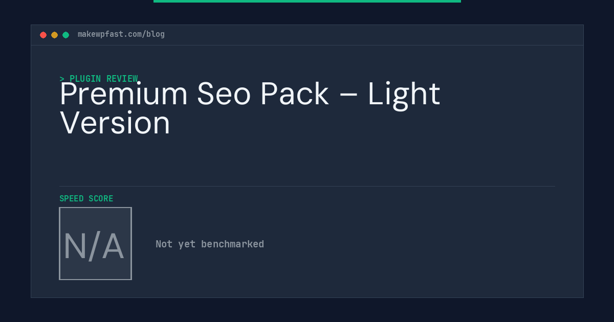 Premium Seo Pack – Light Version - MakeWPFast