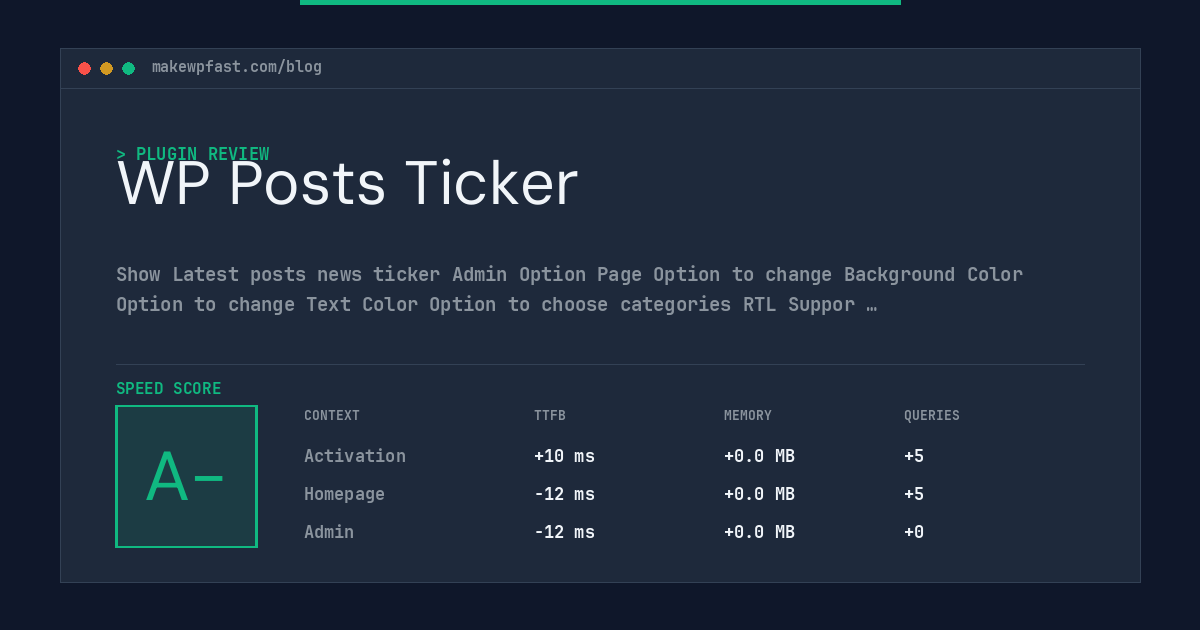 WP Posts Ticker - MakeWPFast