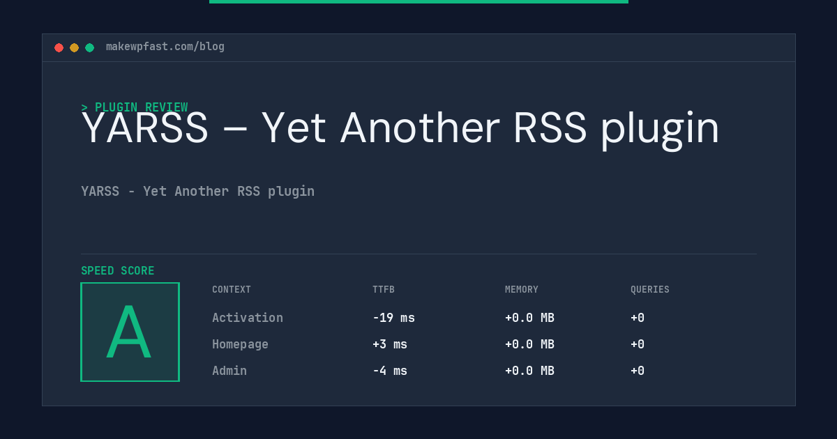 YARSS – Yet Another RSS plugin - MakeWPFast