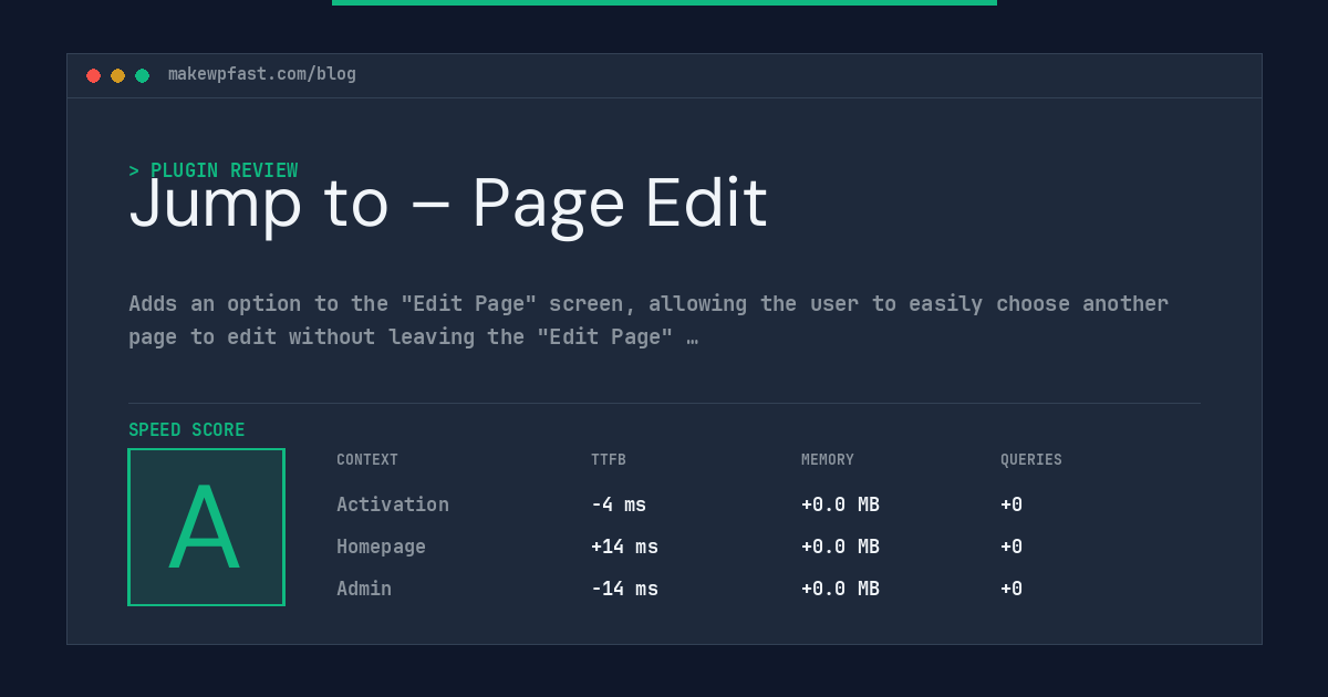 Jump to – Page Edit - MakeWPFast