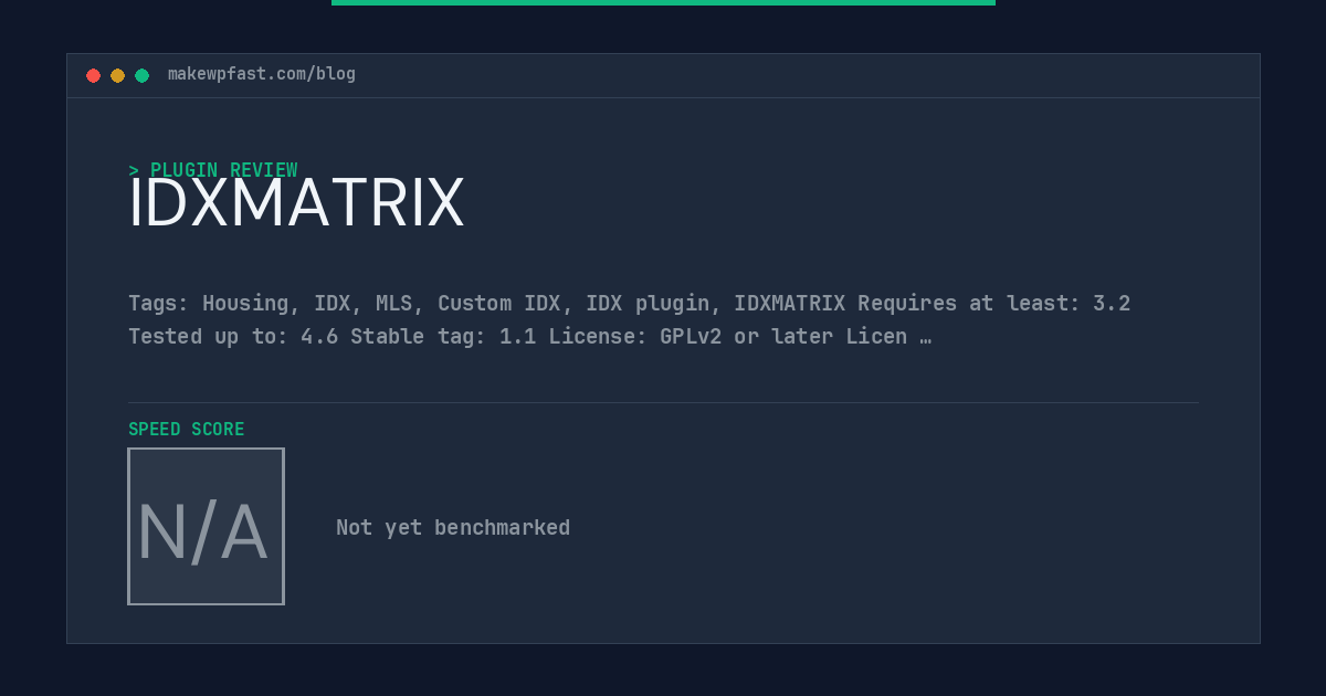 IDXMATRIX - MakeWPFast