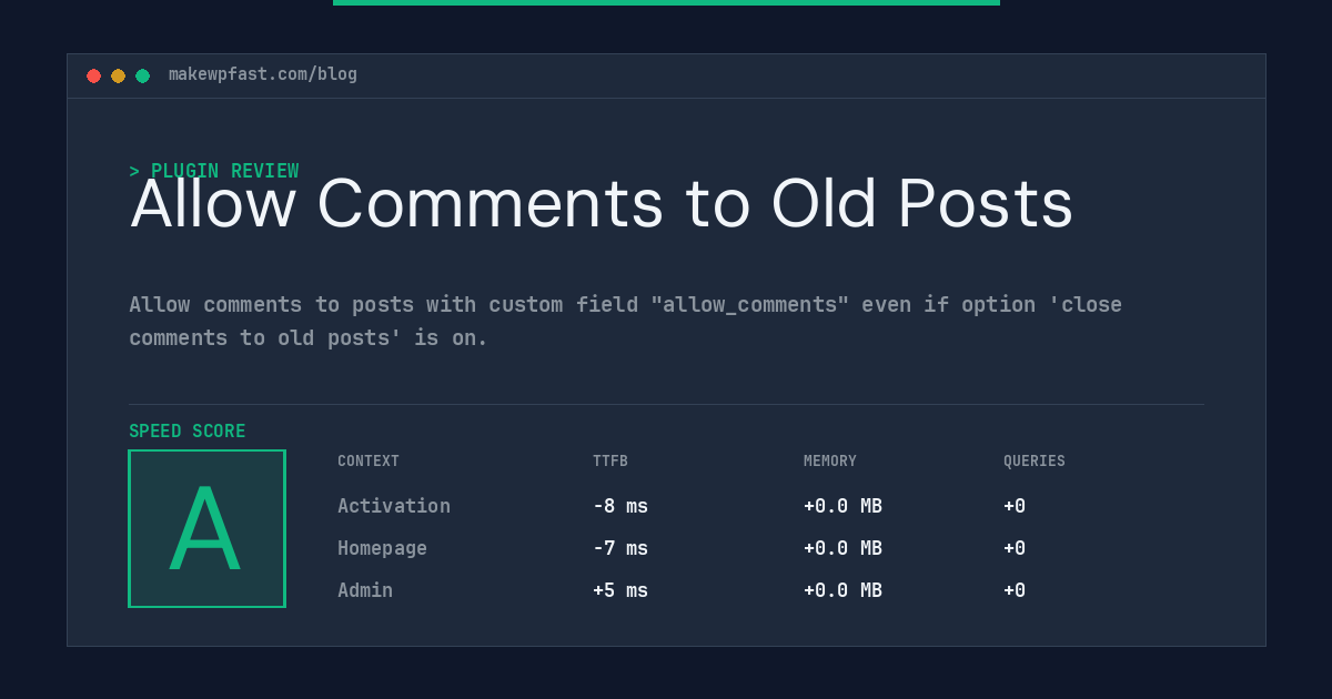 Allow Comments to Old Posts - MakeWPFast