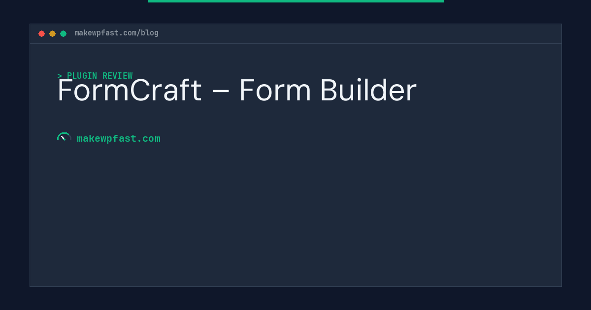 FormCraft – Form Builder - MakeWPFast