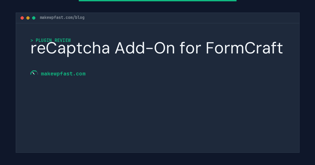 reCaptcha Add-On for FormCraft - MakeWPFast