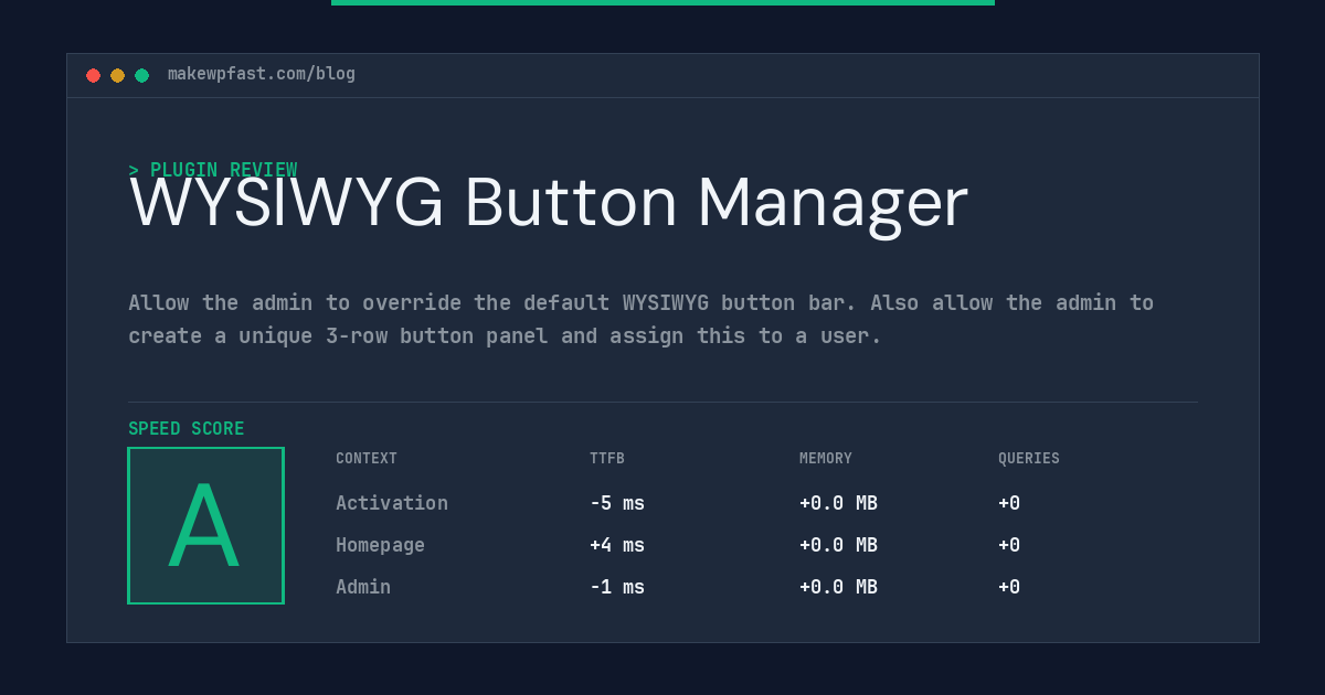 WYSIWYG Button Manager - MakeWPFast