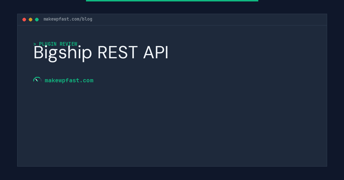 Bigship REST API - MakeWPFast