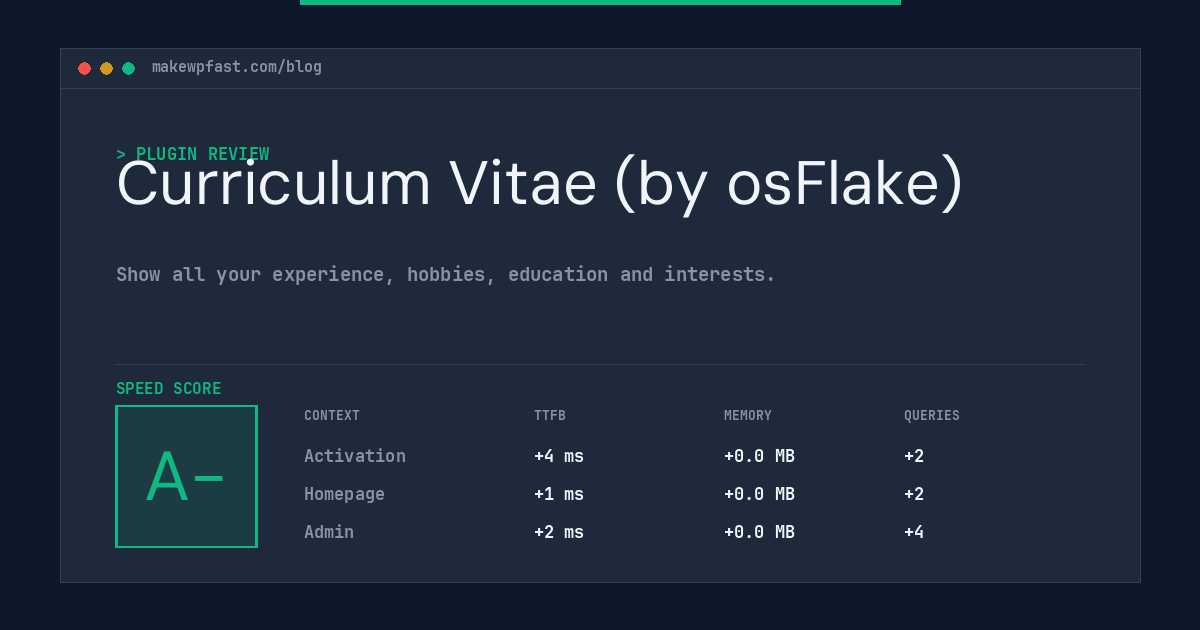 Curriculum Vitae (by osFlake) - MakeWPFast