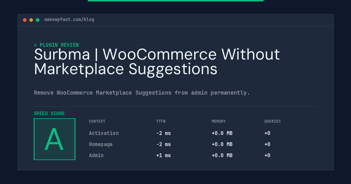 Surbma | WooCommerce Without Marketplace Suggestions - MakeWPFast