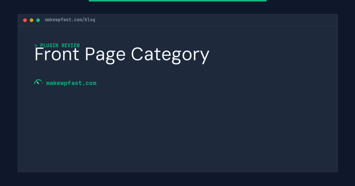 Front Page Category - MakeWPFast