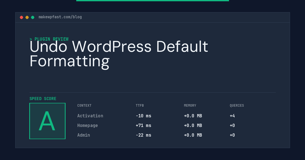 Undo WordPress Default Formatting - MakeWPFast
