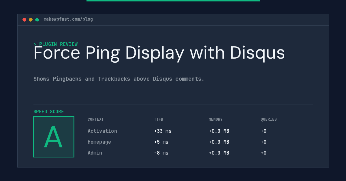 Force Ping Display with Disqus - MakeWPFast