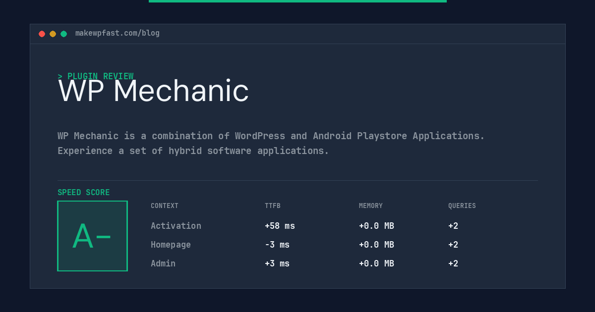 WP Mechanic - MakeWPFast