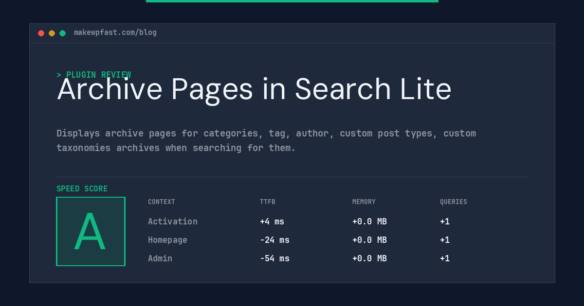 Archive Pages in Search Lite - MakeWPFast