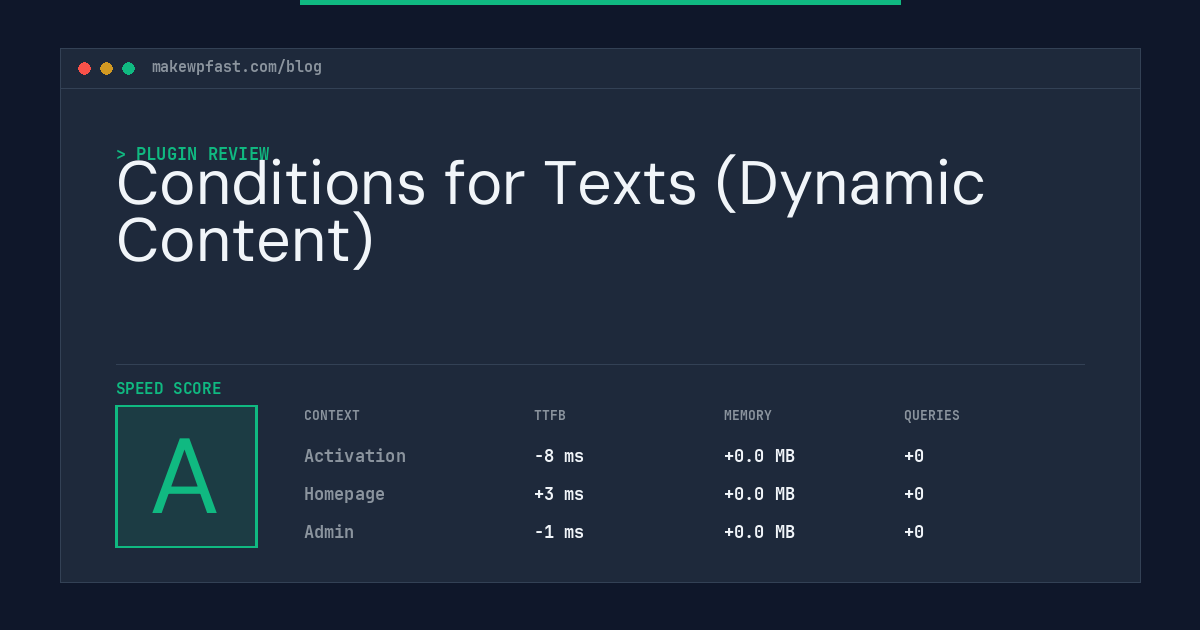 Conditions for Texts (Dynamic Content) - MakeWPFast