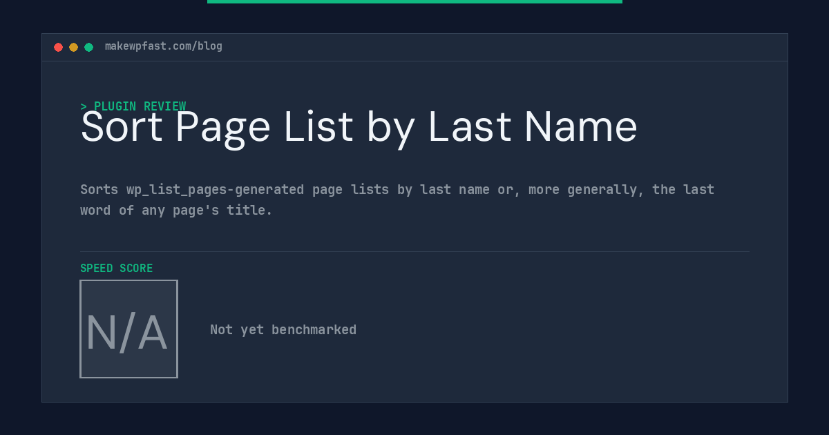 Sort Page List by Last Name - MakeWPFast