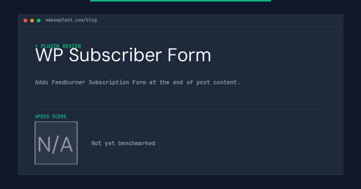 WP Subscriber Form - MakeWPFast