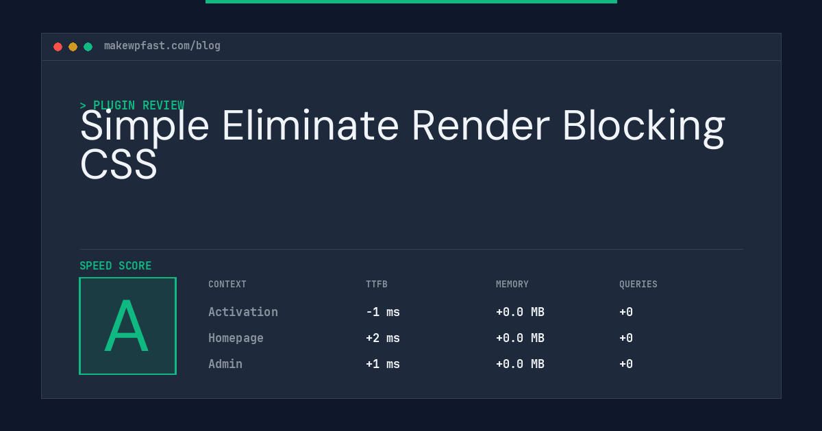 Simple Eliminate Render Blocking CSS - MakeWPFast