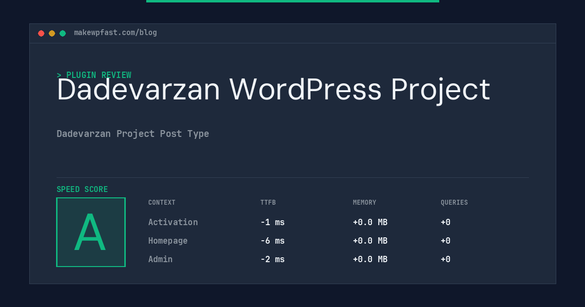 Dadevarzan WordPress Project - MakeWPFast