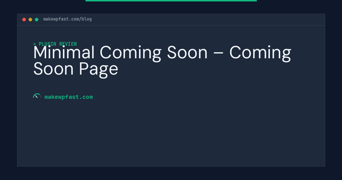 Minimal Coming Soon – Coming Soon Page - MakeWPFast
