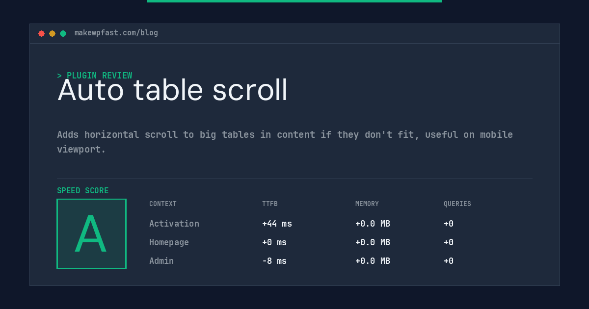 Auto table scroll - MakeWPFast