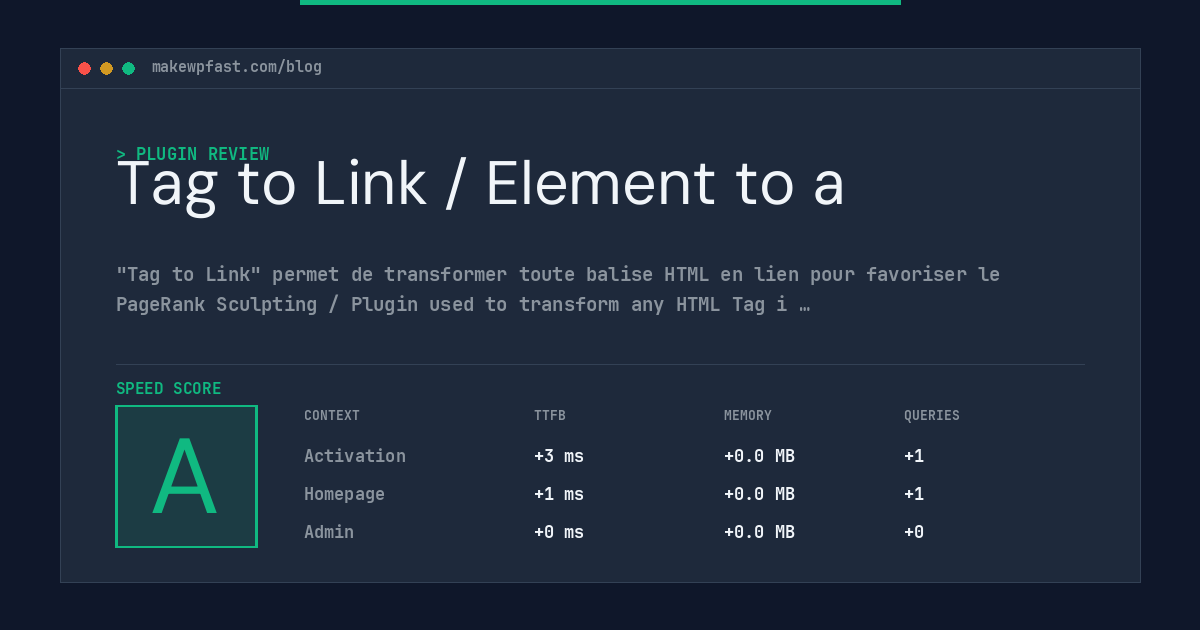 Tag to Link / Element to a - MakeWPFast