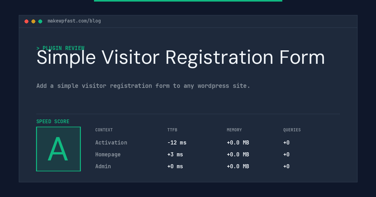 Simple Visitor Registration Form - MakeWPFast