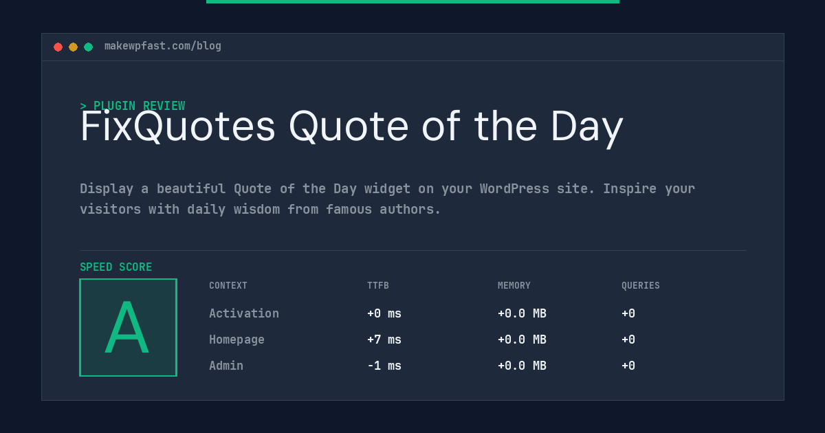 FixQuotes Quote of the Day - MakeWPFast