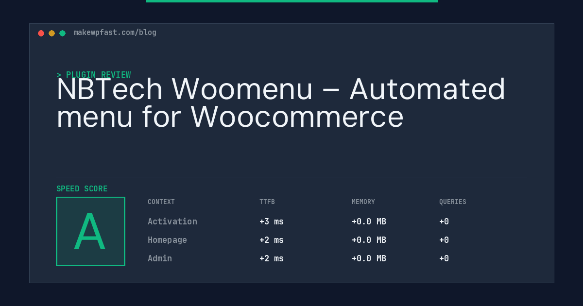 NBTech Woomenu – Automated menu for Woocommerce - MakeWPFast