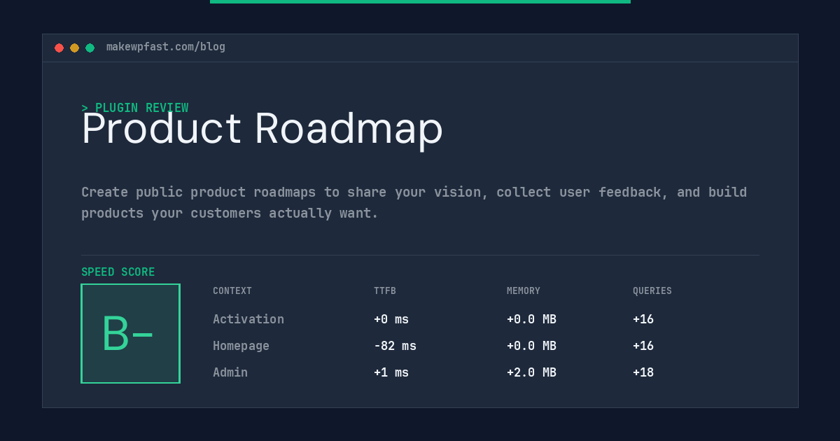 Product Roadmap - MakeWPFast