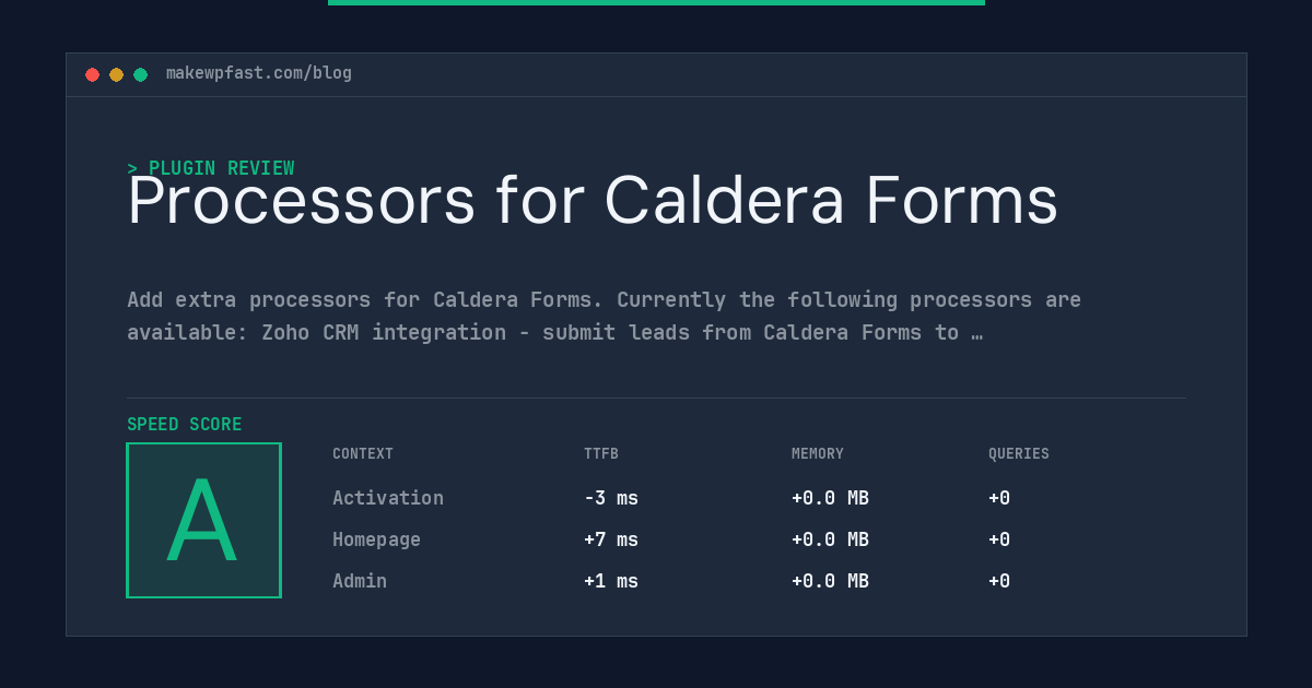 Processors for Caldera Forms - MakeWPFast