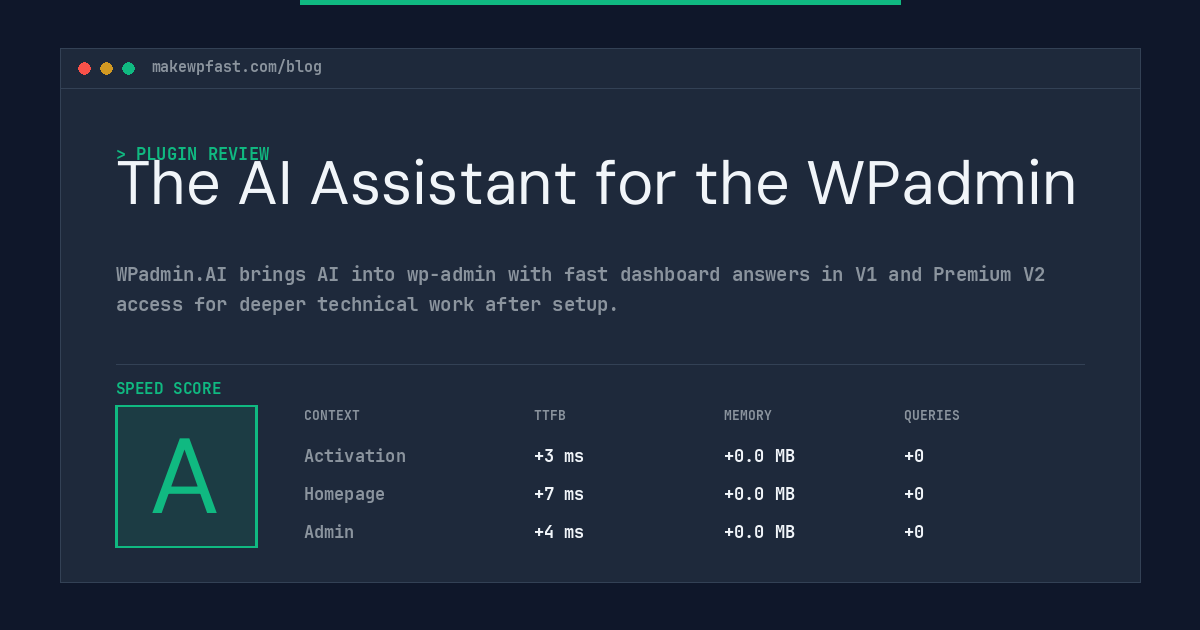 The AI Assistant for the WPadmin - MakeWPFast