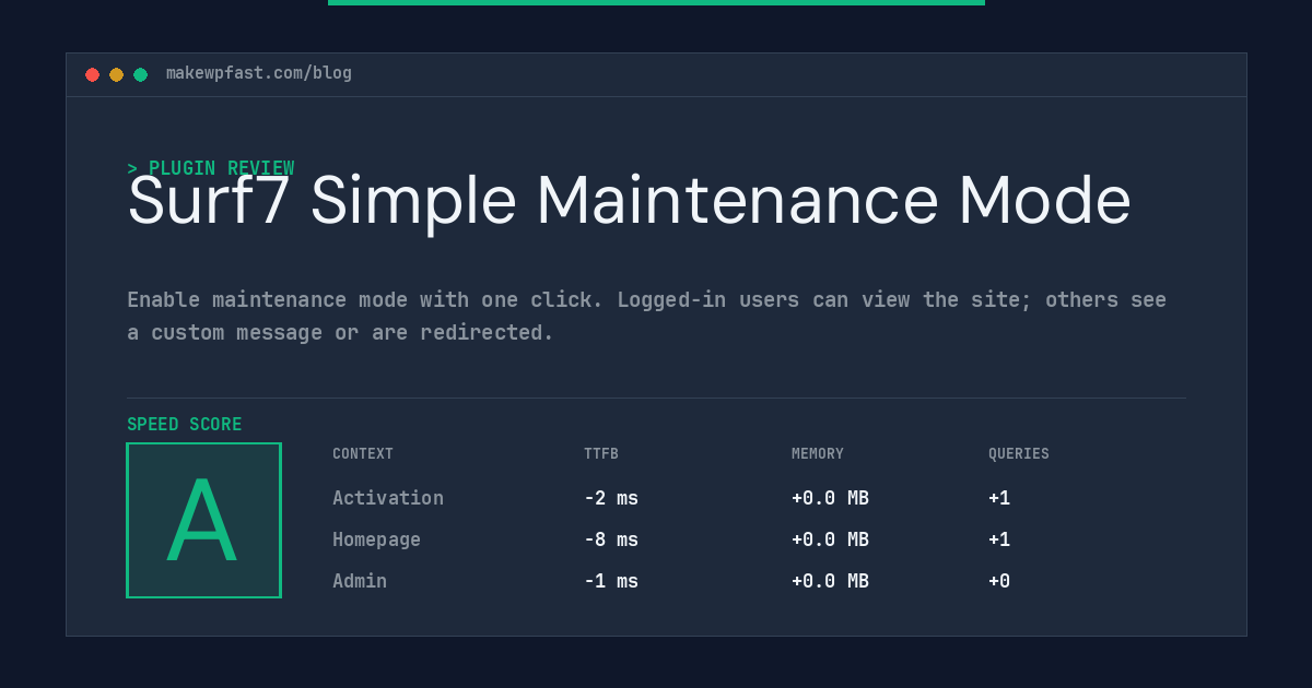 Surf7 Simple Maintenance Mode - MakeWPFast