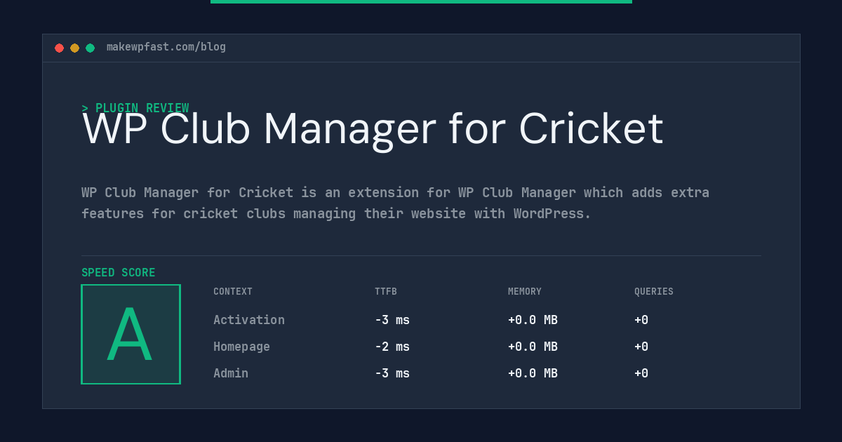 WP Club Manager for Cricket - MakeWPFast